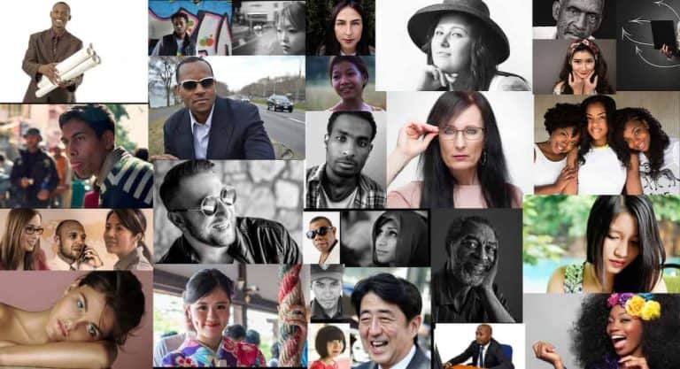 Montage of photos showing diverse faces.